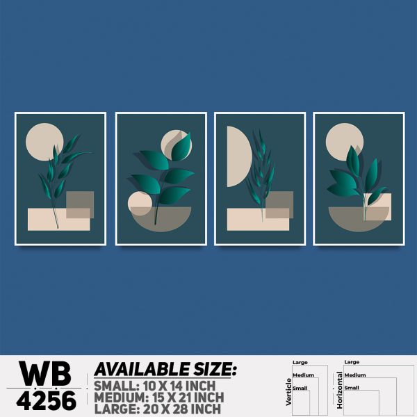 DDecorator Leaf With Abstract Art (Set of 4) Wall Canvas Wall Poster Wall Board - 3 Size Available - WB4256 - DDecorator