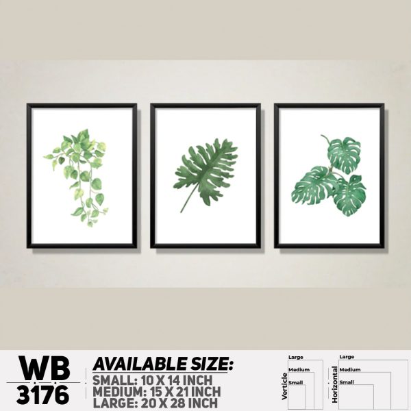 DDecorator Modern Leaf ArtWork (Set of 3) Wall Canvas Wall Poster Wall Board - 3 Size Available - WB3176 - DDecorator
