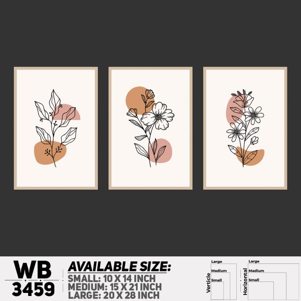 DDecorator Flower And Leaf ArtWork (Set of 3) Wall Canvas Wall Poster Wall Board - 3 Size Available - WB3459 - DDecorator