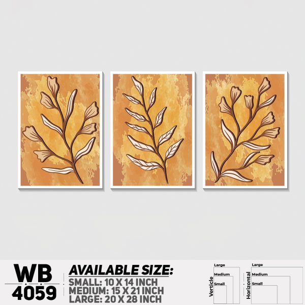 DDecorator Flower & Leaf Abstract Art (Set of 3) Wall Canvas Wall Poster Wall Board - 3 Size Available - WB4059 - DDecorator
