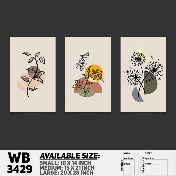 DDecorator Flower And Leaf ArtWork (Set of 3) Wall Canvas Wall Poster Wall Board - 3 Size Available - WB3429 - DDecorator