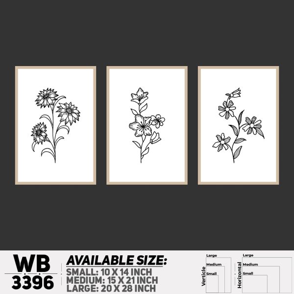 DDecorator Flower ArtWork (Set of 3) Wall Canvas Wall Poster Wall Board - 3 Size Available - WB3396 - DDecorator