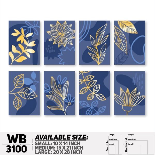 DDecorator Modern Leaf ArtWork (Set of 8) Wall Canvas Wall Poster Wall Board - 3 Size Available - WB3100 - DDecorator