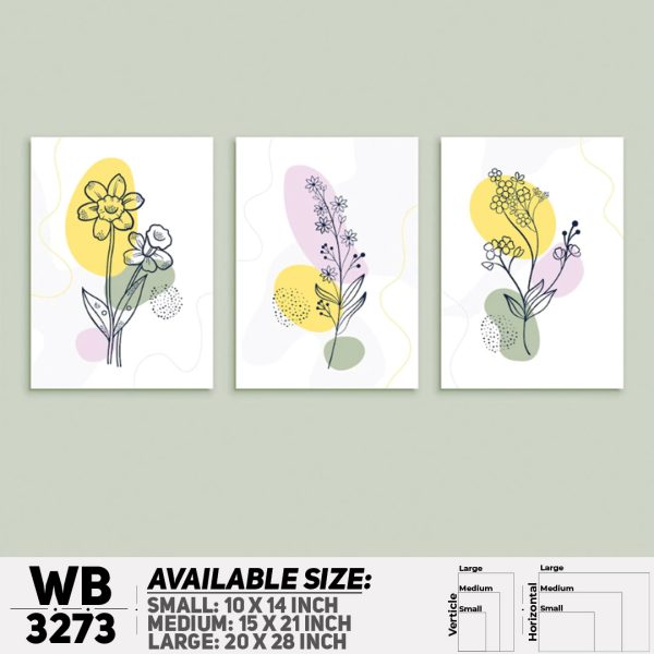 DDecorator Modern Flower ArtWork (Set of 3) Wall Canvas Wall Poster Wall Board - 3 Size Available - WB3273 - DDecorator