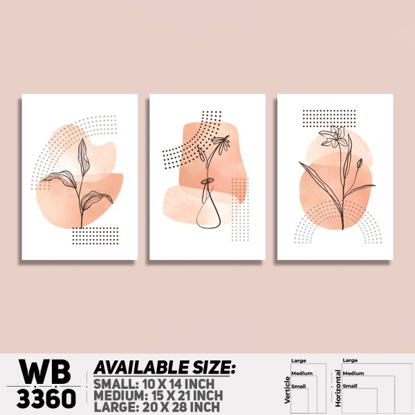 DDecorator Abstract & Flower ArtWork (Set of 3) Wall Canvas Wall Poster Wall Board - 3 Size Available - WB3360 - DDecorator