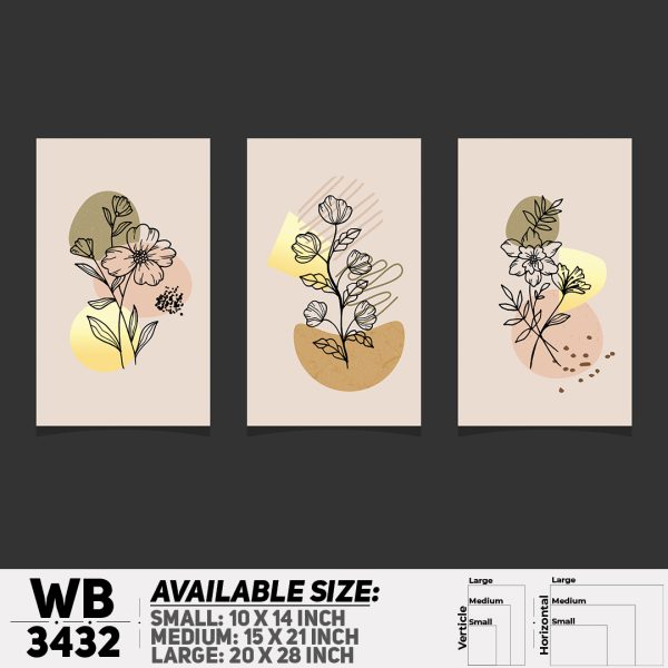 DDecorator Flower And Leaf ArtWork (Set of 3) Wall Canvas Wall Poster Wall Board - 3 Size Available - WB3432 - DDecorator