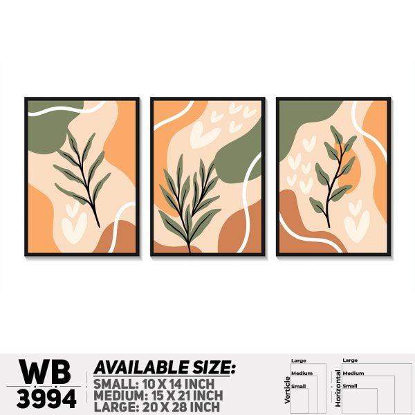 DDecorator Flower & Leaf Abstract Art (Set of 3) Wall Canvas Wall Poster Wall Board - 3 Size Available - WB3994 - DDecorator