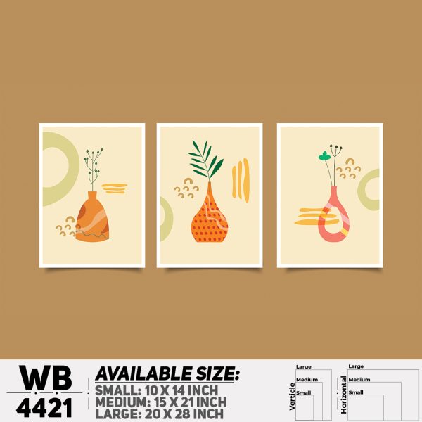 DDecorator Flower & Leaf With Vase (Set of 3) Wall Canvas Wall Poster Wall Board - 3 Size Available - WB4421 - DDecorator
