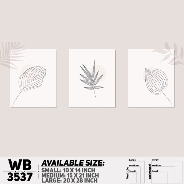 DDecorator Flower And Leaf ArtWork (Set of 3) Wall Canvas Wall Poster Wall Board - 3 Size Available - WB3537 - DDecorator
