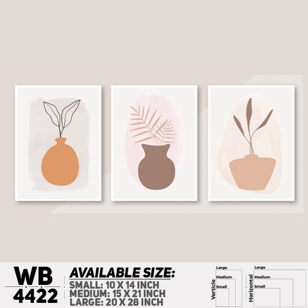 DDecorator Flower & Leaf With Vase (Set of 3) Wall Canvas Wall Poster Wall Board - 3 Size Available - WB4422 - DDecorator