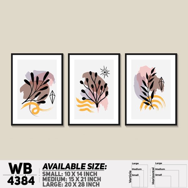 DDecorator Flower & Leaf Abstract Art (Set of 3) Wall Canvas Wall Poster Wall Board - 3 Size Available - WB4384 - DDecorator