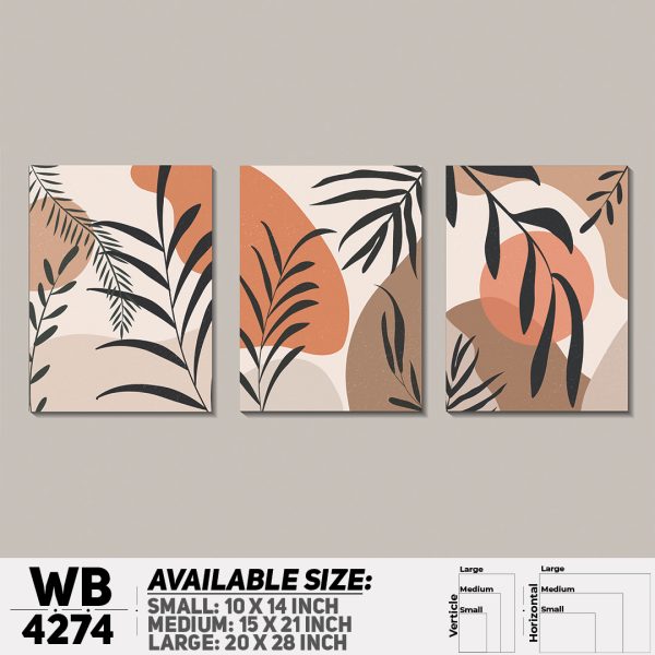 DDecorator Leaf With Abstract Art (Set of 3) Wall Canvas Wall Poster Wall Board - 3 Size Available - WB4274 - DDecorator