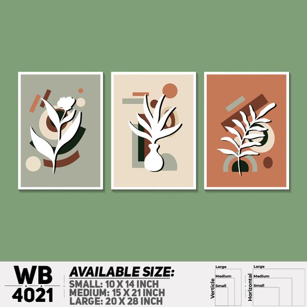 DDecorator Leaf With Abstract Art (Set of 3) Wall Canvas Wall Poster Wall Board - 3 Size Available - WB4021 - DDecorator
