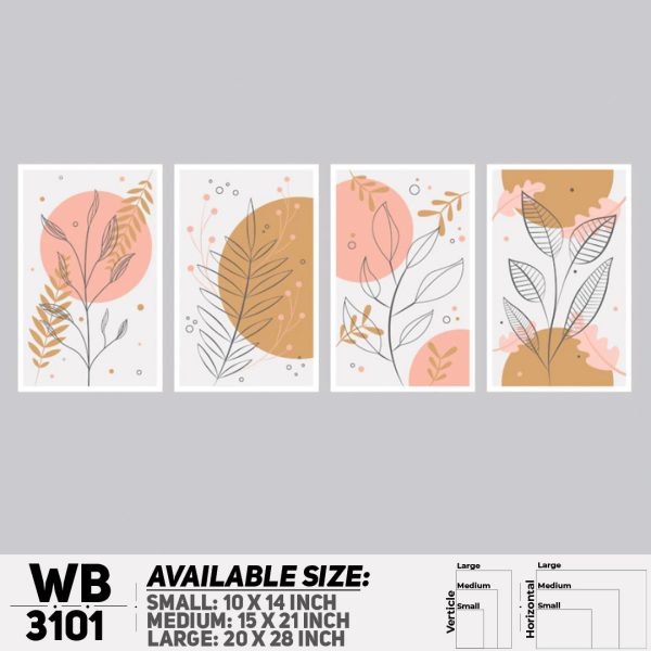 DDecorator Modern Leaf ArtWork (Set of 4) Wall Canvas Wall Poster Wall Board - 3 Size Available - WB3101 - DDecorator
