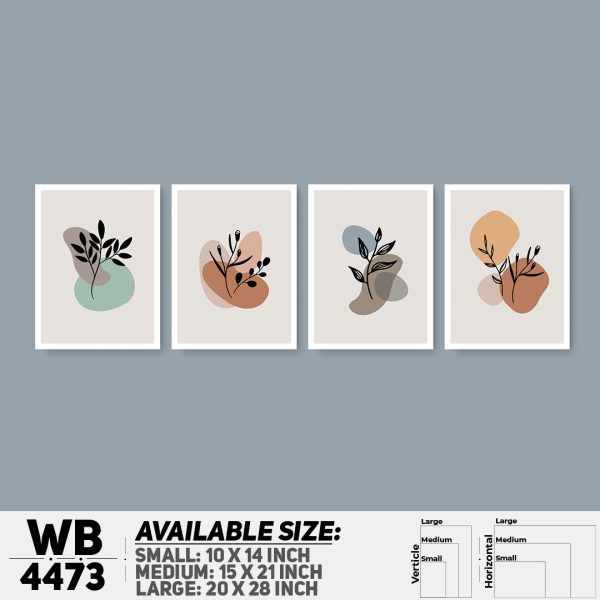 DDecorator Leaf With Abstract Art (Set of 4) Wall Canvas Wall Poster Wall Board - 3 Size Available - WB4473 - DDecorator