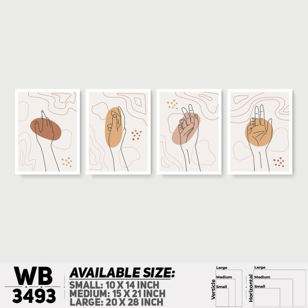DDecorator Abstract Line Art (Set of 4) Wall Canvas Wall Poster Wall Board - 3 Size Available - WB3493 - DDecorator
