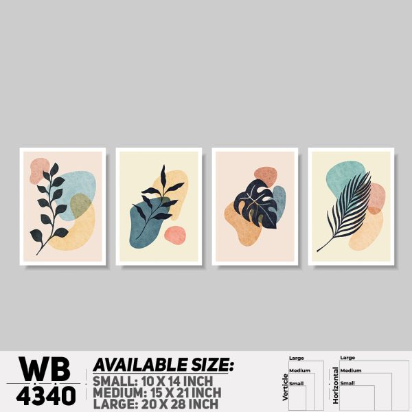 DDecorator Flower & Leaf Abstract Art (Set of 4) Wall Canvas Wall Poster Wall Board - 3 Size Available - WB4340 - DDecorator