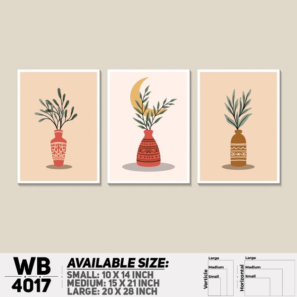 DDecorator Flower & Leaf With Vase (Set of 3) Wall Canvas Wall Poster Wall Board - 3 Size Available - WB4017 - DDecorator