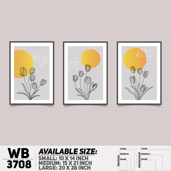 DDecorator Flower And Leaf ArtWork (Set of 3) Wall Canvas Wall Poster Wall Board - 3 Size Available - WB3708 - DDecorator