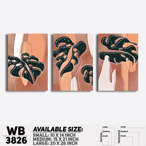 DDecorator Flower And Leaf ArtWork (Set of 3) Wall Canvas Wall Poster Wall Board - 3 Size Available - WB3826 - DDecorator
