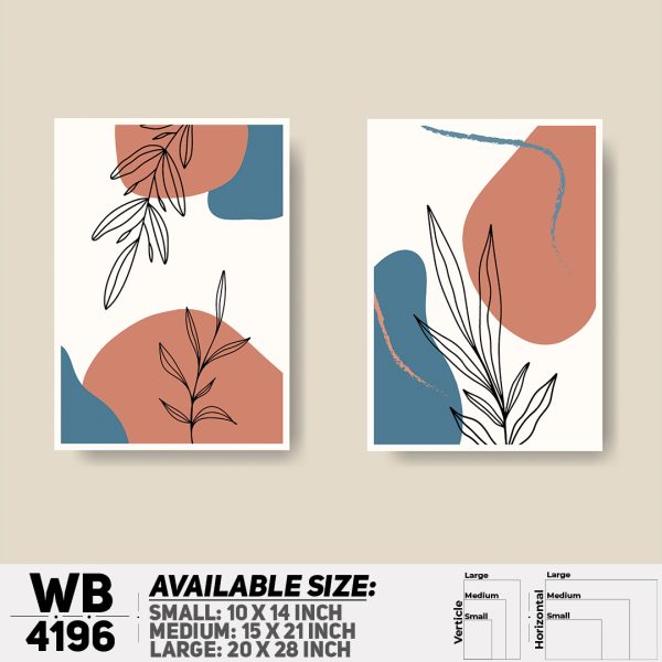 DDecorator Leaf With Abstract Art (Set of 2) Wall Canvas Wall Poster Wall Board - 3 Size Available - WB4196 - DDecorator