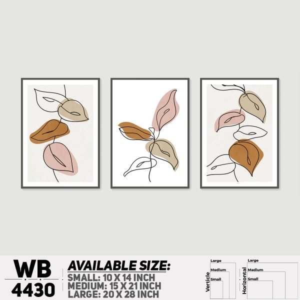 DDecorator Leaf With Abstract Art (Set of 3) Wall Canvas Wall Poster Wall Board - 3 Size Available - WB4430 - DDecorator
