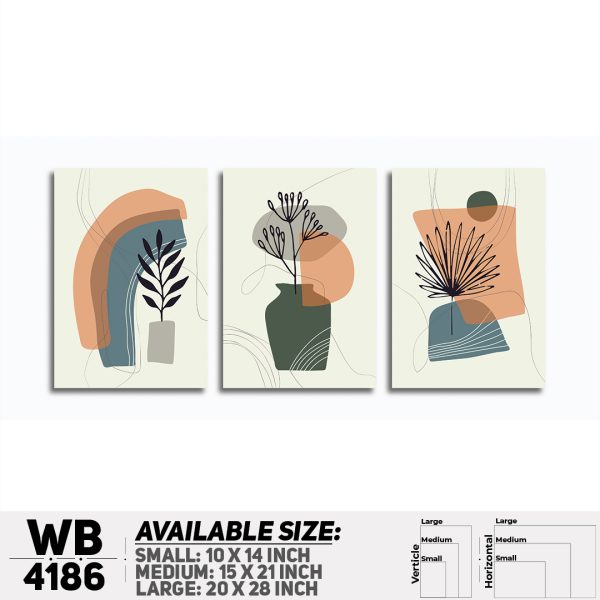 DDecorator Flower & Leaf With Vase (Set of 3) Wall Canvas Wall Poster Wall Board - 3 Size Available - WB4186 - DDecorator