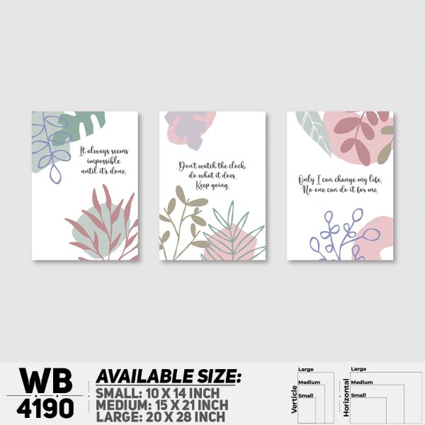 DDecorator Leaf With Motivational Abstract Art (Set of 3) Wall Canvas Wall Poster Wall Board - 3 Size Available - WB4190 - DDecorator