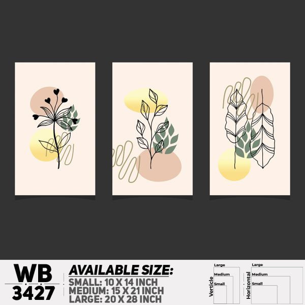 DDecorator Flower And Leaf ArtWork (Set of 3) Wall Canvas Wall Poster Wall Board - 3 Size Available - WB3427 - DDecorator