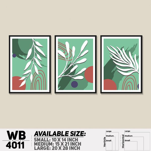DDecorator Leaf With Abstract Art (Set of 3) Wall Canvas Wall Poster Wall Board - 3 Size Available - WB4011 - DDecorator