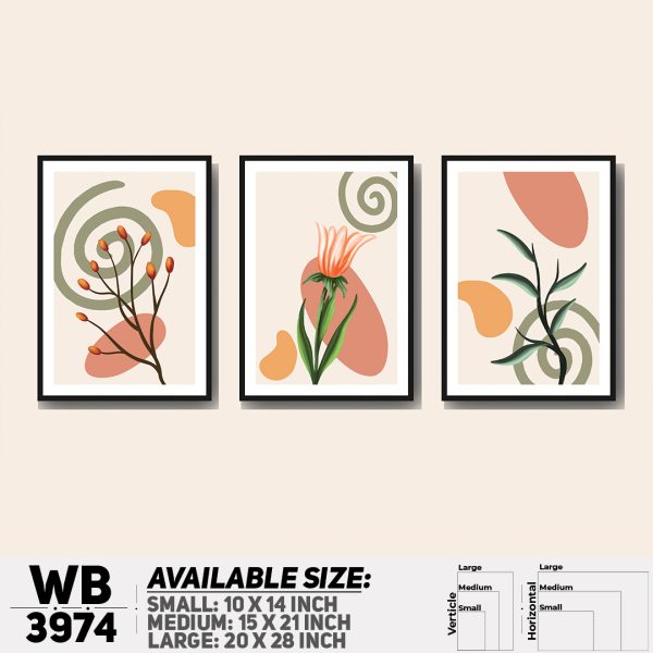 DDecorator Flower Desing Abstract Art (Set of 3) Wall Canvas Wall Poster Wall Board - 3 Size Available - WB3974 - DDecorator