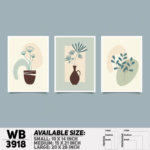DDecorator Flower And Leaf ArtWork (Set of 3) Wall Canvas Wall Poster Wall Board - 3 Size Available - WB3918 - DDecorator