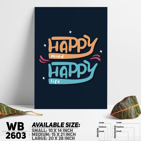 DDecorator Happy Mind Happy Life - Motivational Wall Canvas Wall Poster Wall Board - 3 Size Available - WB2603 - DDecorator