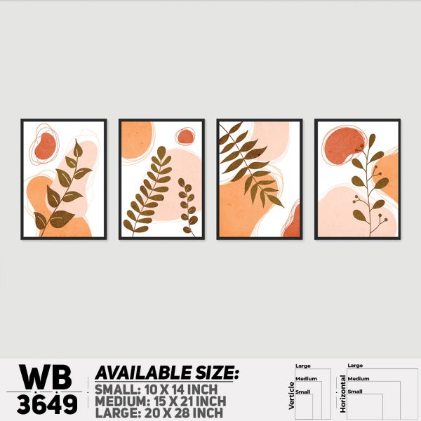 DDecorator Flower And Leaf ArtWork (Set of 4) Wall Canvas Wall Poster Wall Board - 3 Size Available - WB3649 - DDecorator
