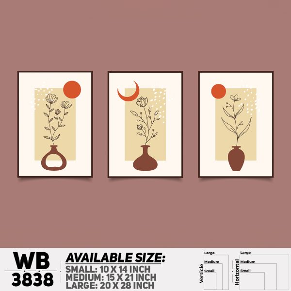 DDecorator Flower And Leaf ArtWork (Set of 3) Wall Canvas Wall Poster Wall Board - 3 Size Available - WB3838 - DDecorator