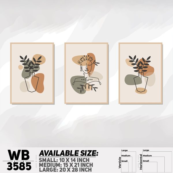 DDecorator Leaf & Line Art ArtWork (Set of 3) Wall Canvas Wall Poster Wall Board - 3 Size Available - WB3585 - DDecorator
