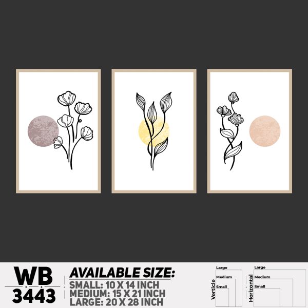 DDecorator Flower And Leaf ArtWork (Set of 3) Wall Canvas Wall Poster Wall Board - 3 Size Available - WB3443 - DDecorator