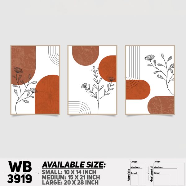 DDecorator Flower And Leaf ArtWork (Set of 3) Wall Canvas Wall Poster Wall Board - 3 Size Available - WB3919 - DDecorator
