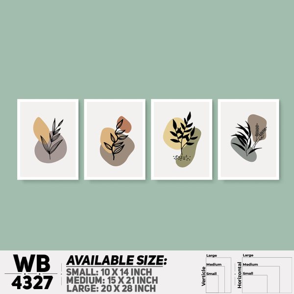 DDecorator Flower & Leaf Abstract Art (Set of 4) Wall Canvas Wall Poster Wall Board - 3 Size Available - WB4327 - DDecorator