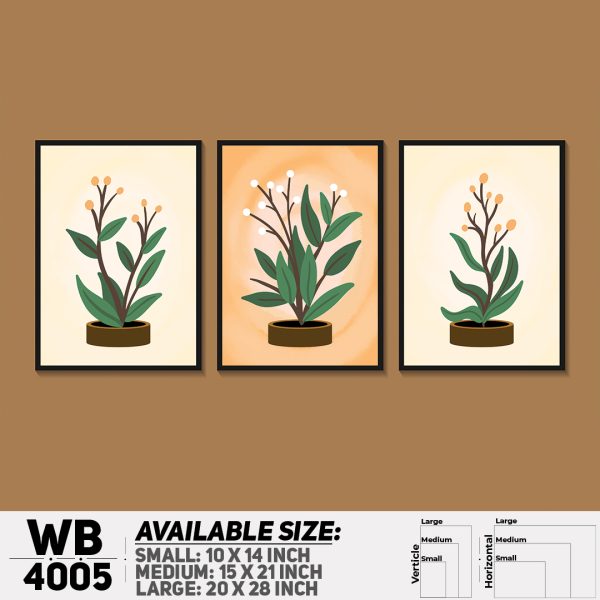 DDecorator Flower & Leaf Abstract Art (Set of 3) Wall Canvas Wall Poster Wall Board - 3 Size Available - WB4005 - DDecorator