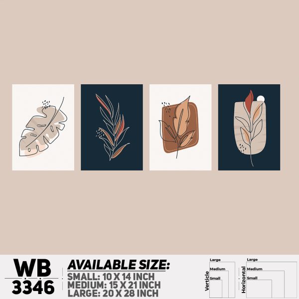 DDecorator Leaf ArtWork (Set of 4) Wall Canvas Wall Poster Wall Board - 3 Size Available - WB3346 - DDecorator