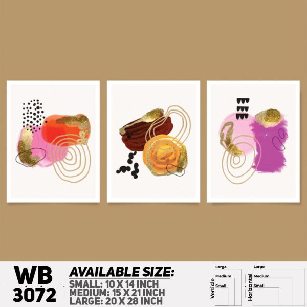 DDecorator Modern Abstract ArtWork (Set of 3) Wall Canvas Wall Poster Wall Board - 3 Size Available - WB3072 - DDecorator