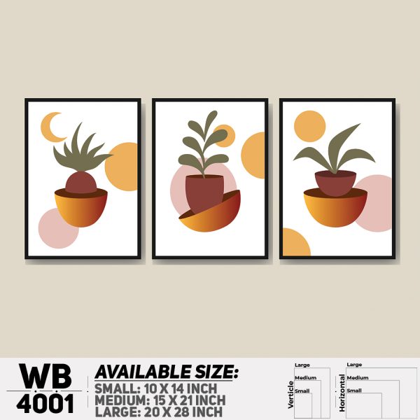 DDecorator Flower & Leaf Abstract Art (Set of 3) Wall Canvas Wall Poster Wall Board - 3 Size Available - WB4001 - DDecorator