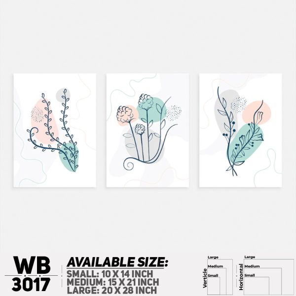 DDecorator Modern Flower ArtWork (Set of 3) Wall Canvas Wall Poster Wall Board - 3 Size Available - WB3017 - DDecorator