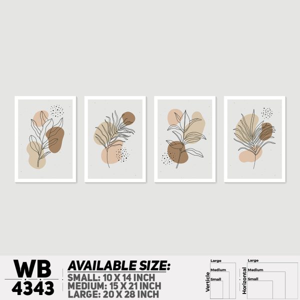 DDecorator Flower & Leaf Abstract Art (Set of 4) Wall Canvas Wall Poster Wall Board - 3 Size Available - WB4343 - DDecorator
