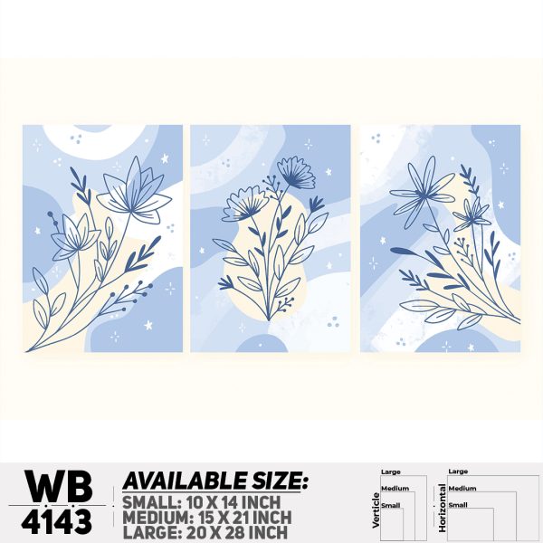 DDecorator Flower & Leaf Abstract Art (Set of 3) Wall Canvas Wall Poster Wall Board - 3 Size Available - WB4143 - DDecorator