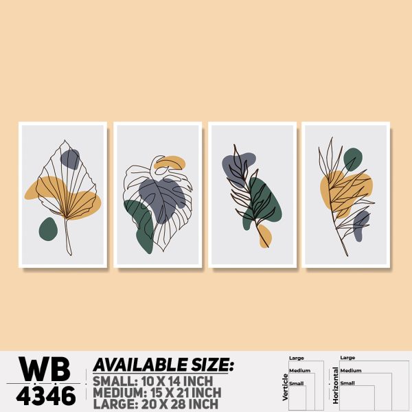 DDecorator Leaf With Abstract Art (Set of 4) Wall Canvas Wall Poster Wall Board - 3 Size Available - WB4346 - DDecorator