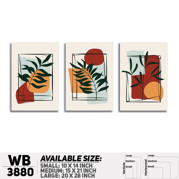 DDecorator Flower And Leaf ArtWork (Set of 3) Wall Canvas Wall Poster Wall Board - 3 Size Available - WB3880 - DDecorator