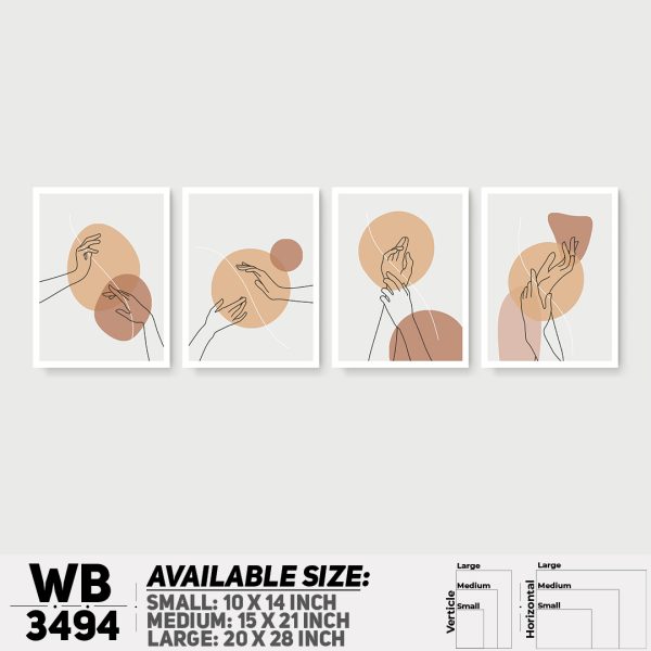 DDecorator Abstract Line Art (Set of 4) Wall Canvas Wall Poster Wall Board - 3 Size Available - WB3494 - DDecorator