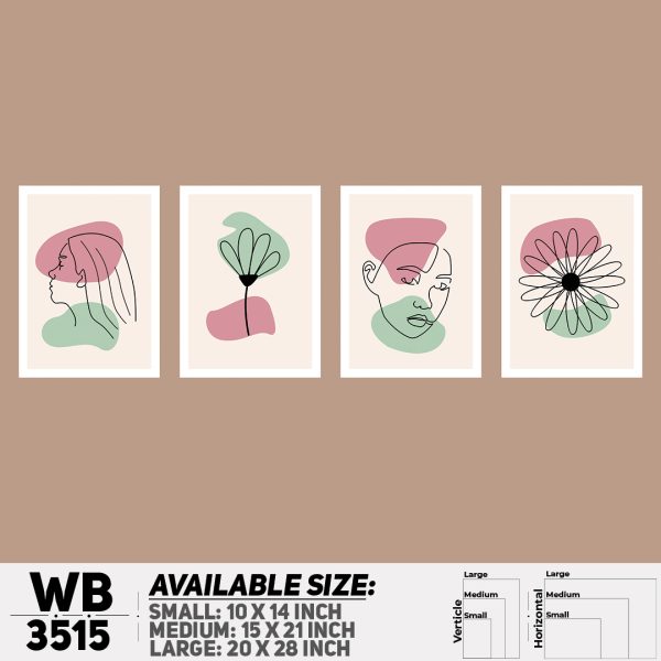 DDecorator Abstract Line Art (Set of 4) Wall Canvas Wall Poster Wall Board - 3 Size Available - WB3515 - DDecorator